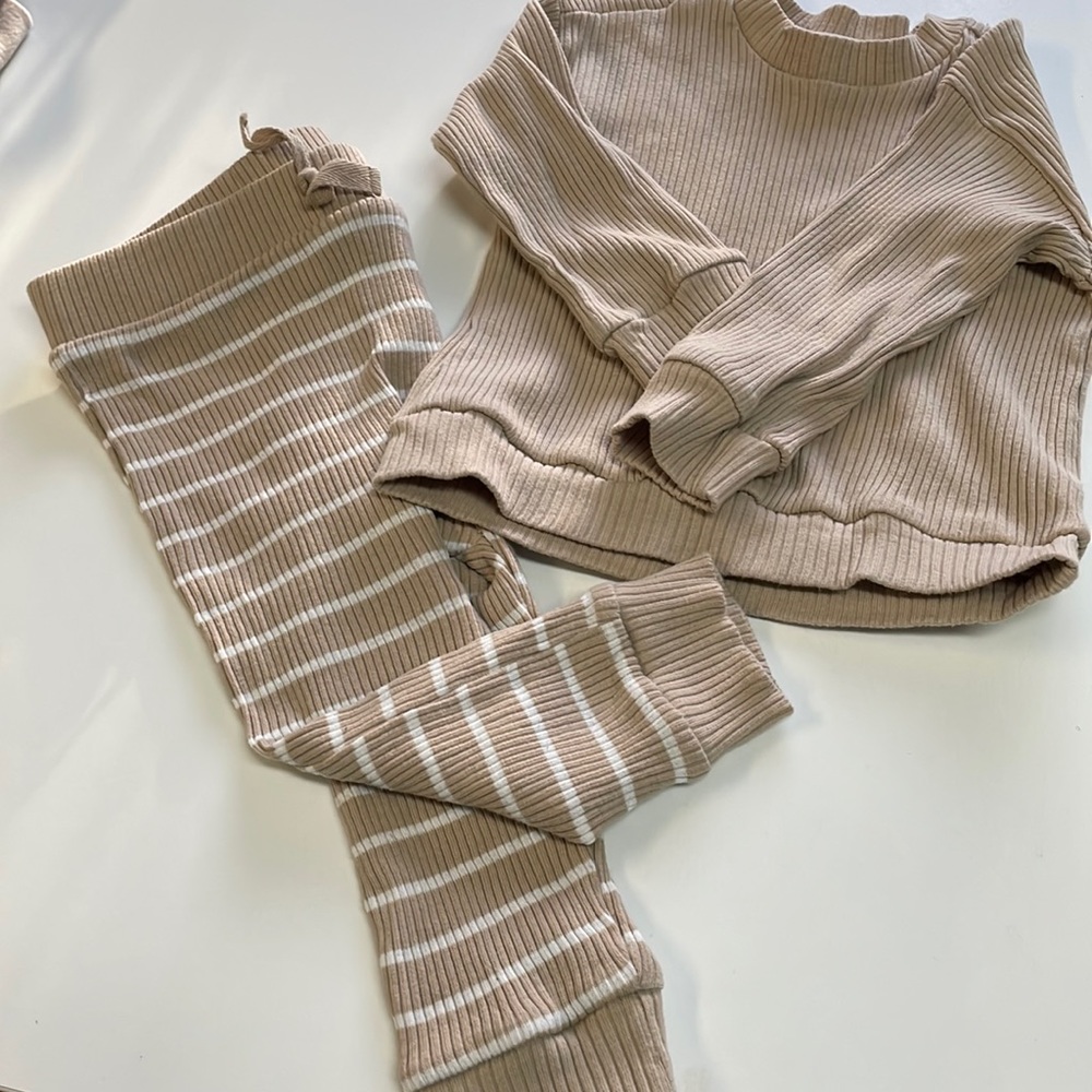 2pc ribbed tan set RZ by Rachel Zoe